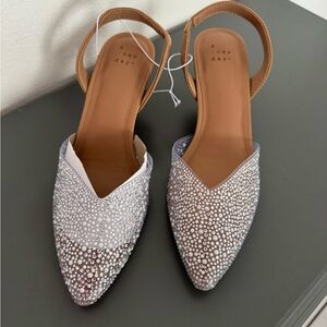 A New Day Women's Sparkling Silver and Tan Heels